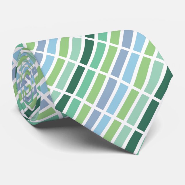 Green and Blue Stripes Tie (Rolled)