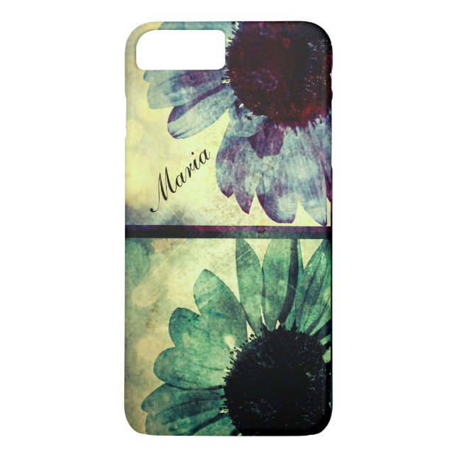 Green And Blue Sunflowers Art iPhone 7+ Case (Back)
