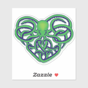 Green and Blue Tribal Octopus Tattoo Design Decal