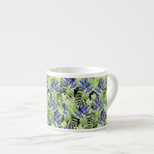 Green and blue tropical plants espresso cup