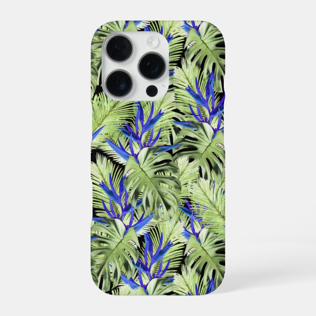 Green and blue tropical plants iPhone case (Back)