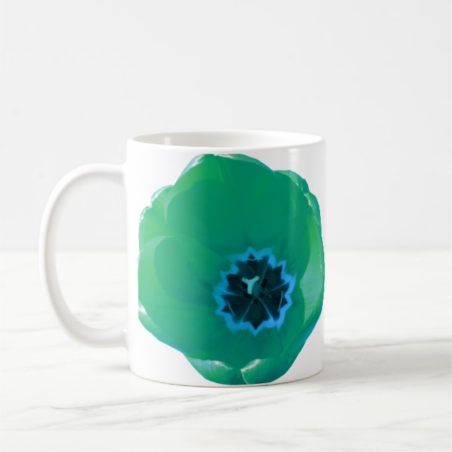 Green and Blue Tulip Mug (Left)