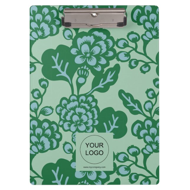 Green and Blue Vibrant and Bold Floral Pattern Clipboard (Front)