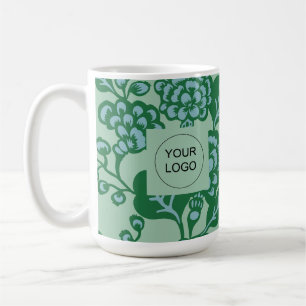 Green and Blue Vibrant and Bold Floral Pattern Coffee Mug