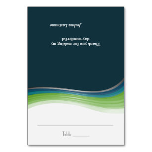 Green and Blue Wave Seating Card