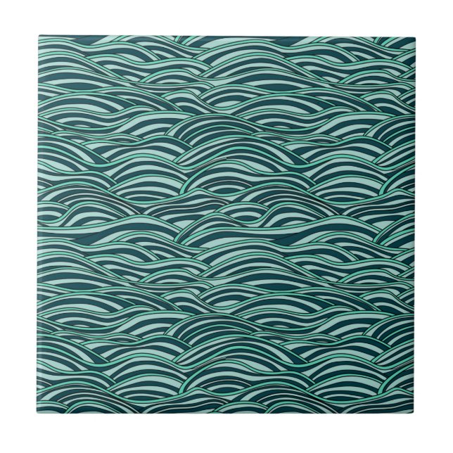 Green and blue waves pattern. Sea texture. Tile (Front)