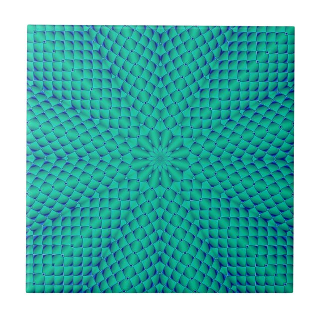 Green and Blue Waves Tile (Front)
