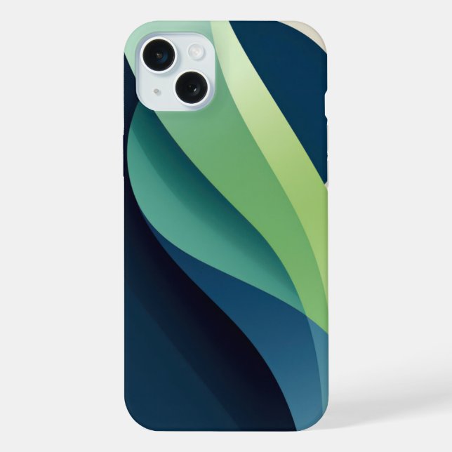 Green and blue wavy forms iPhone case (Back)