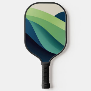 Green and blue wavy forms pickleball paddle