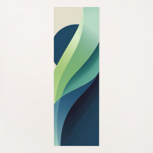 Green and blue wavy forms yoga mat