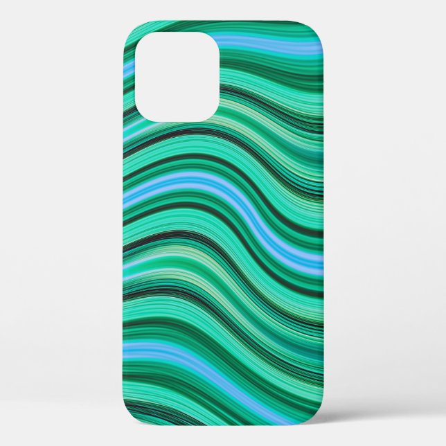 Green and blue wavy stripes pattern Case-Mate iPho iPhone Case (Back)