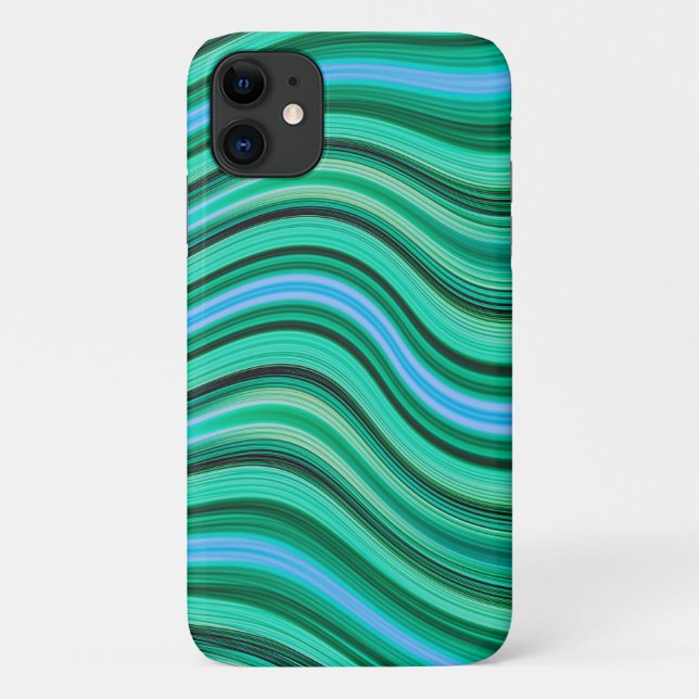 Green and blue wavy stripes pattern Case-Mate iPhone case (Back)