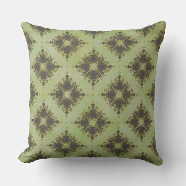 Green and Bronze Diamond Burst Pattern Cushion (Front)