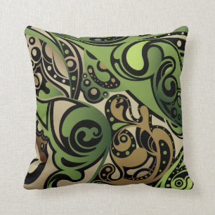 Green and Brown Abstract Cushion