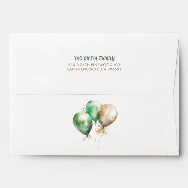 Green and Brown Balloons Special Party Envelope (Back (Top Flap))