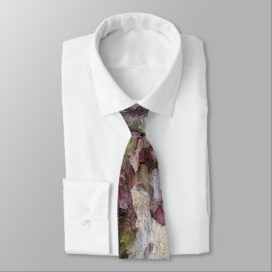Green and brown camouflage bark pattern tie