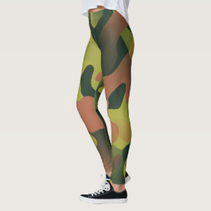 Green and Brown Camouflage Pattern Leggings