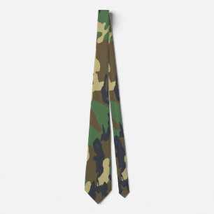 Green And Brown Camouflaged Pattern Tie