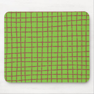 Green and Brown Check Pattern Elegant Functional Mouse Pad