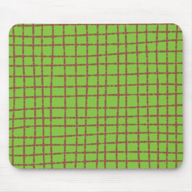 Green and Brown Check Pattern Elegant Functional Mouse Pad (Front)