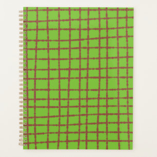 Green and Brown Check Pattern Stylish Organised Planner