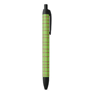 Green and Brown Check Pattern Trendy Black Ink Pen