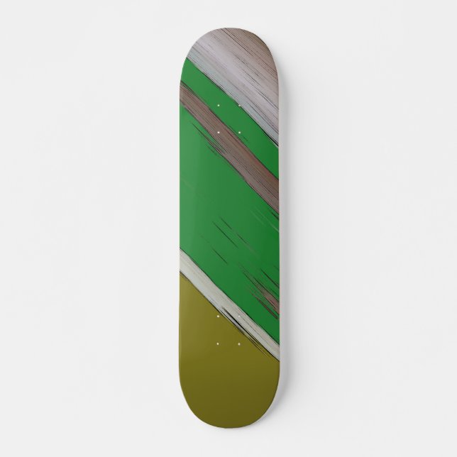 Green And Brown Diagonal Abstract Skateboard (Front)