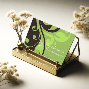 Green and Brown Flourishes Business Card