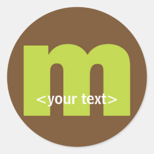 Green and Brown Monogram - Letter M Classic Round Sticker