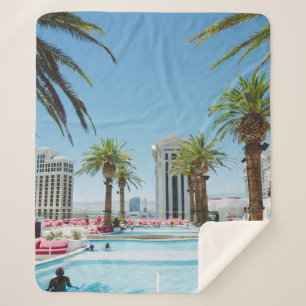Green and brown palm trees sherpa blanket