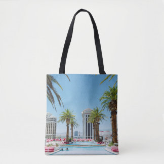 Green and brown palm trees tote bag