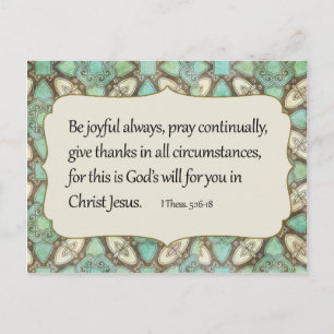 Green and Brown Pattern Be Joyful Bible Verse Postcard