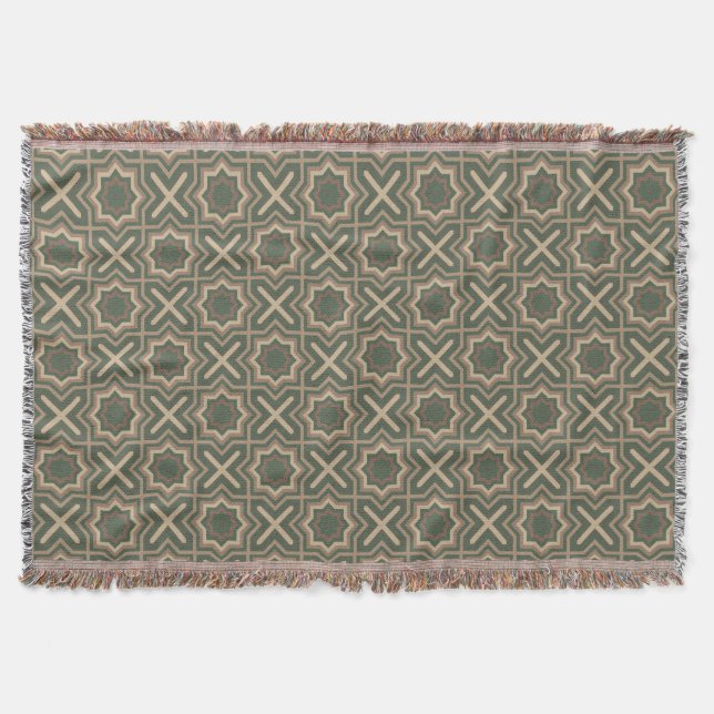 Green and Brown Pattern Throw Blanket (Front)
