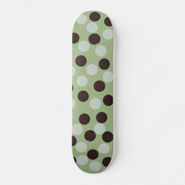 Green and Brown Polka Dot Skateboard (Front)