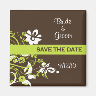Green and Brown Save the Date Magnets