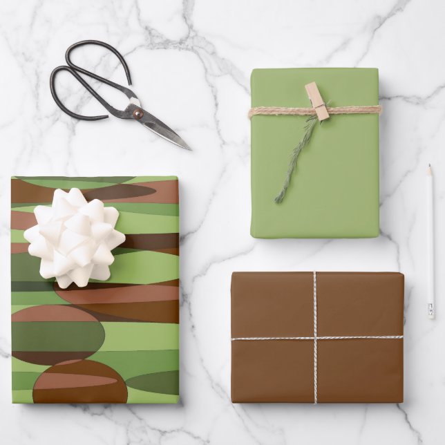 Green and Brown Spheres  Wrapping Paper Sheet (Front)