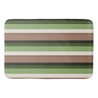 Green and Brown stripe Bath Mat