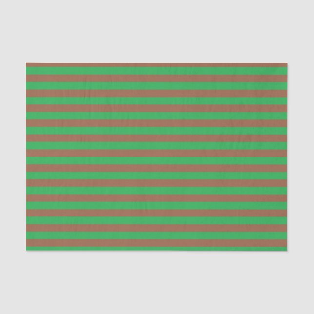 Green and Brown Stripes Tissue Paper (Front)