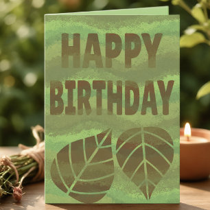 Green And Brown Textured Nature Birthday  Card