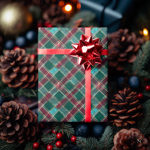 Green and Burgundy Chequered Pattern – Classic Wrapping Paper