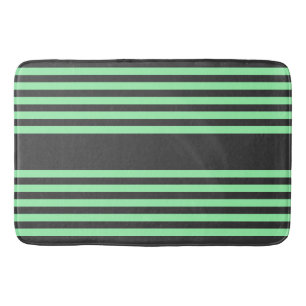 Green and charcoal five stripes pattern bath mat