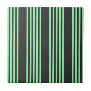 Green and charcoal five stripes pattern ceramic tile