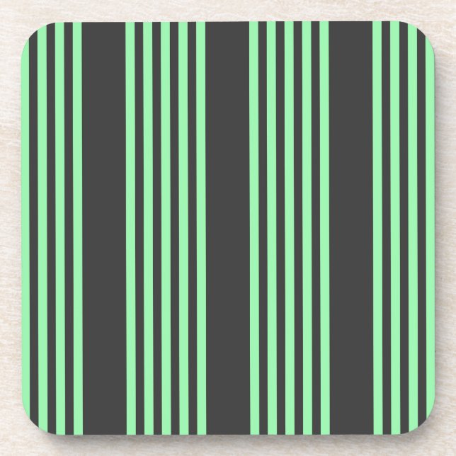 Green and charcoal five stripes pattern coaster (Front)