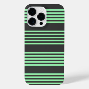 Green and charcoal five stripes pattern iPhone 14 pro max case