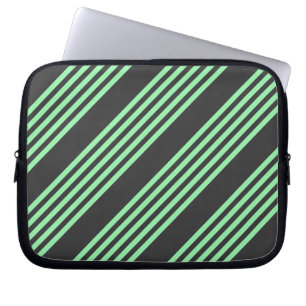 Green and charcoal five stripes pattern laptop sleeve