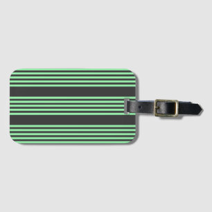 Green and charcoal five stripes pattern luggage tag