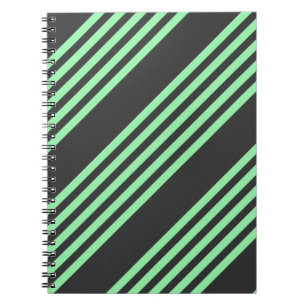 Green and charcoal five stripes pattern notebook