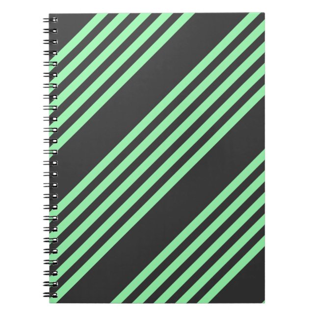 Green and charcoal five stripes pattern notebook (Front)
