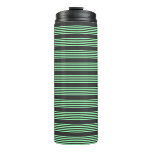 Green and charcoal five stripes pattern thermal tumbler