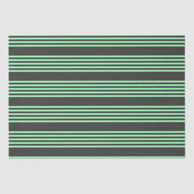 Green and charcoal five stripes pattern tissue paper (Front)